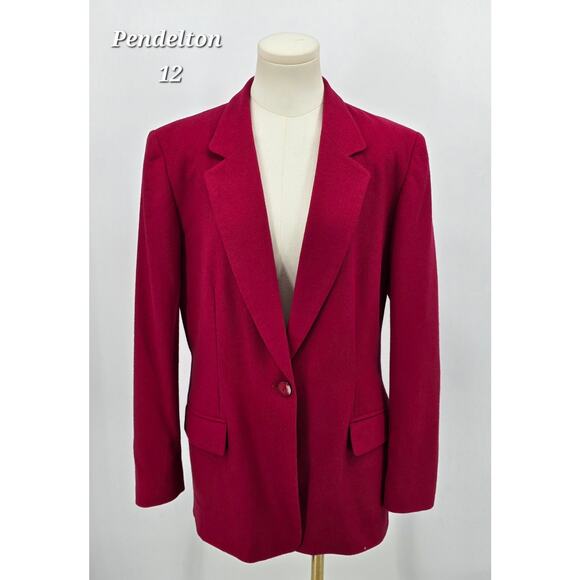 Vintage 80s Red Pendleton Wool Blazer Women’s Size 12 - Picture 1 of 7